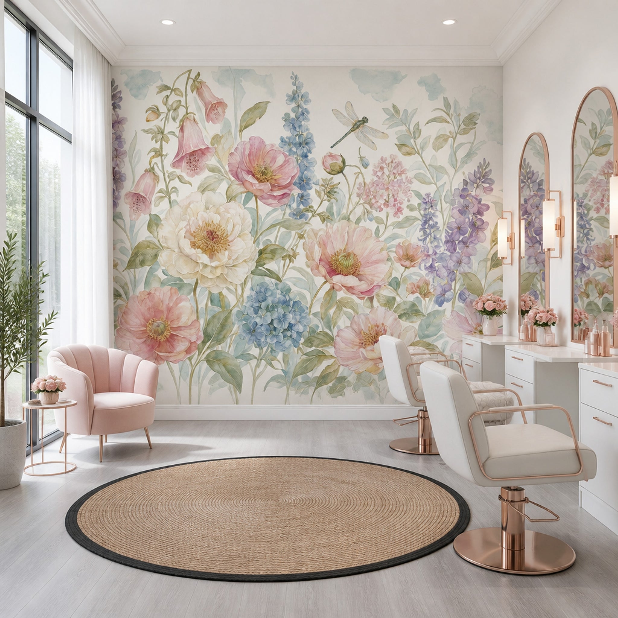 Suluboya Çiçekli Poster Duvar Kağıdı Pastel Renk Salon