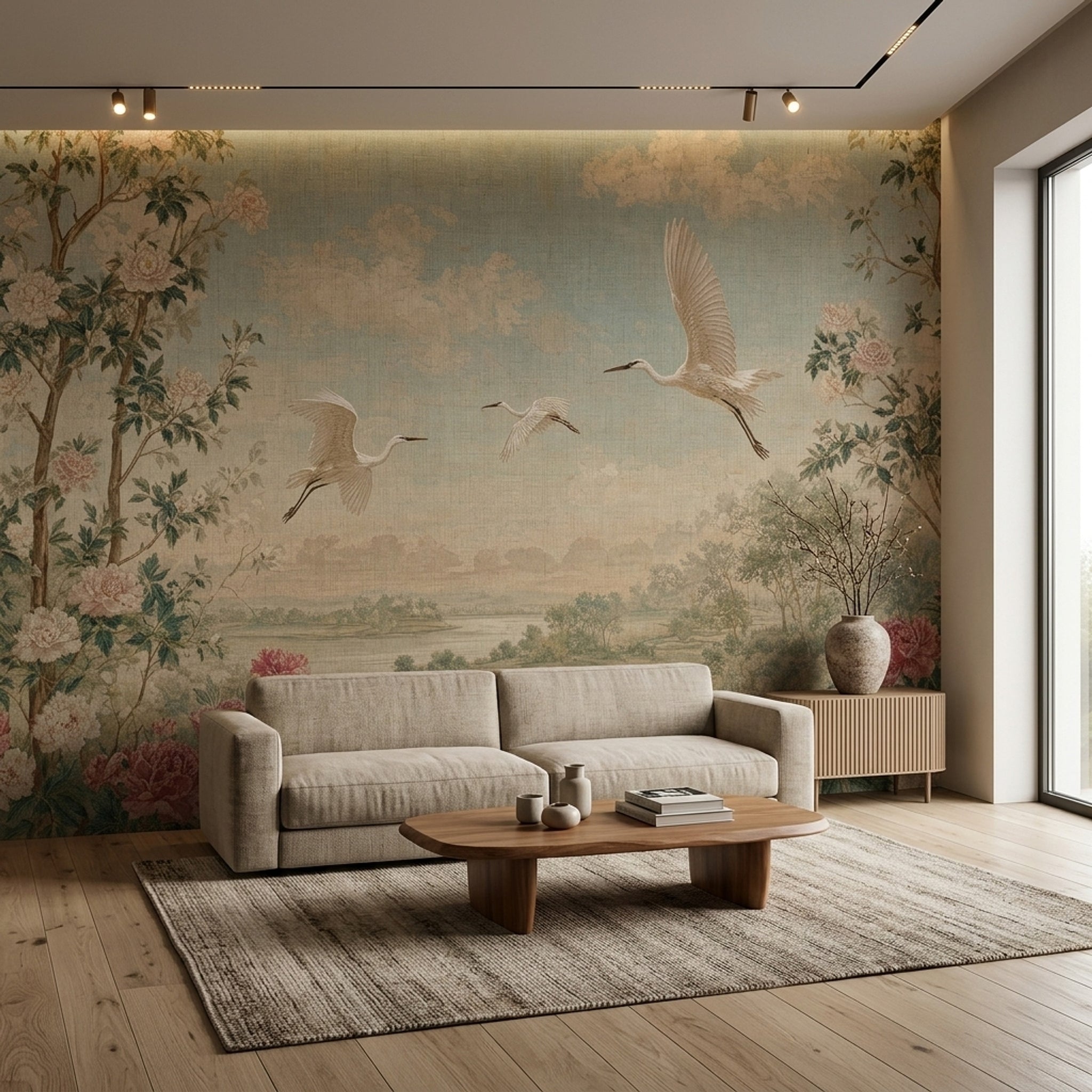 Turnalı Manzara Poster Duvar Kağıdı Yeşil Klasik Salon