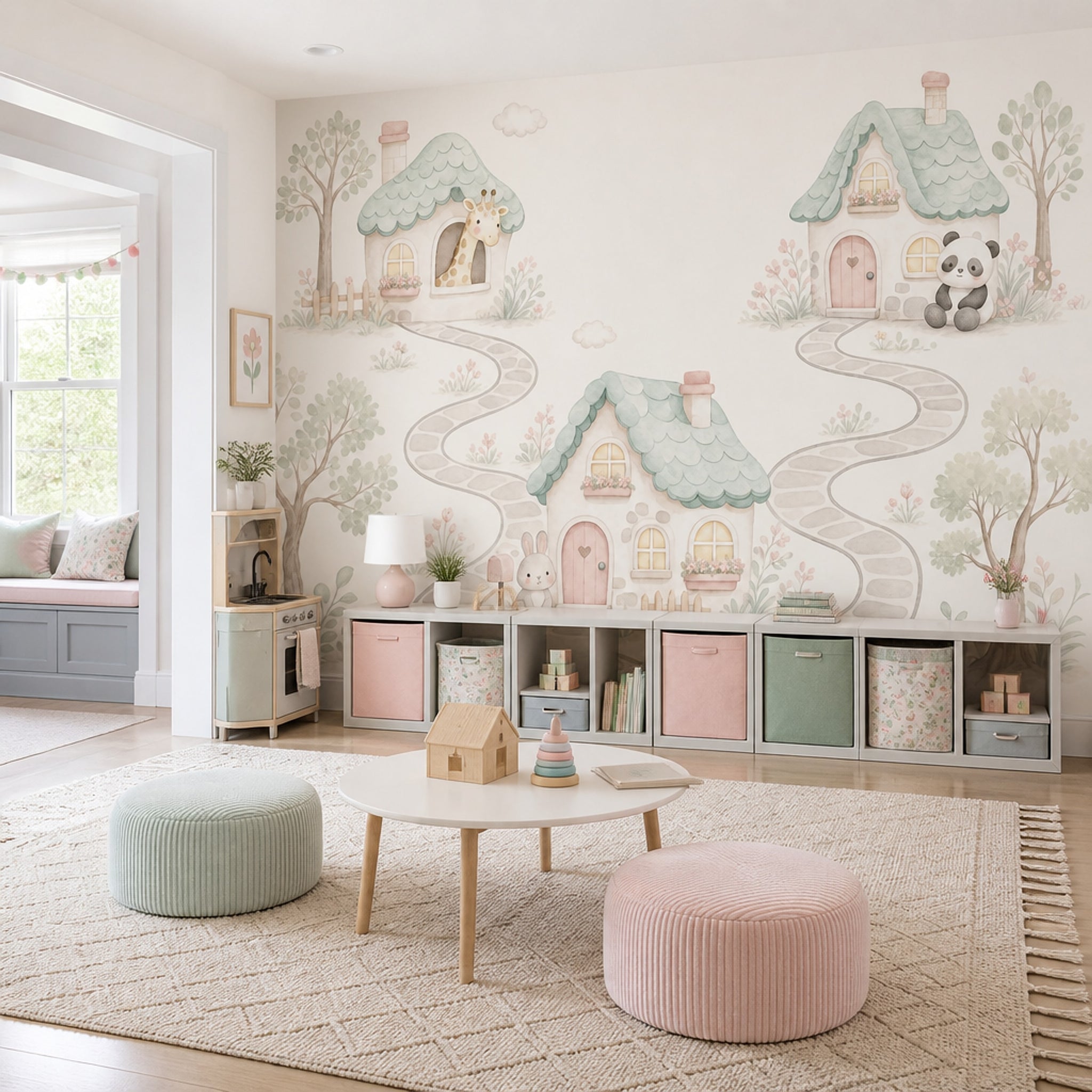 Pastel Orman Hayvanlı Poster Duvar Kağıdı Çocuk Odası