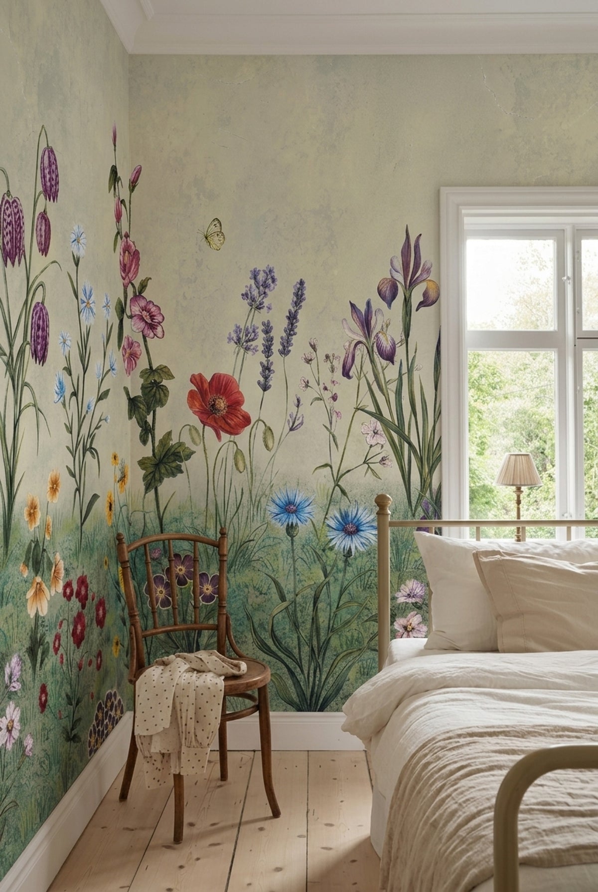 Kır Çiçekli Poster Duvar Kağıdı Pastel Bahçe Desenli Salon