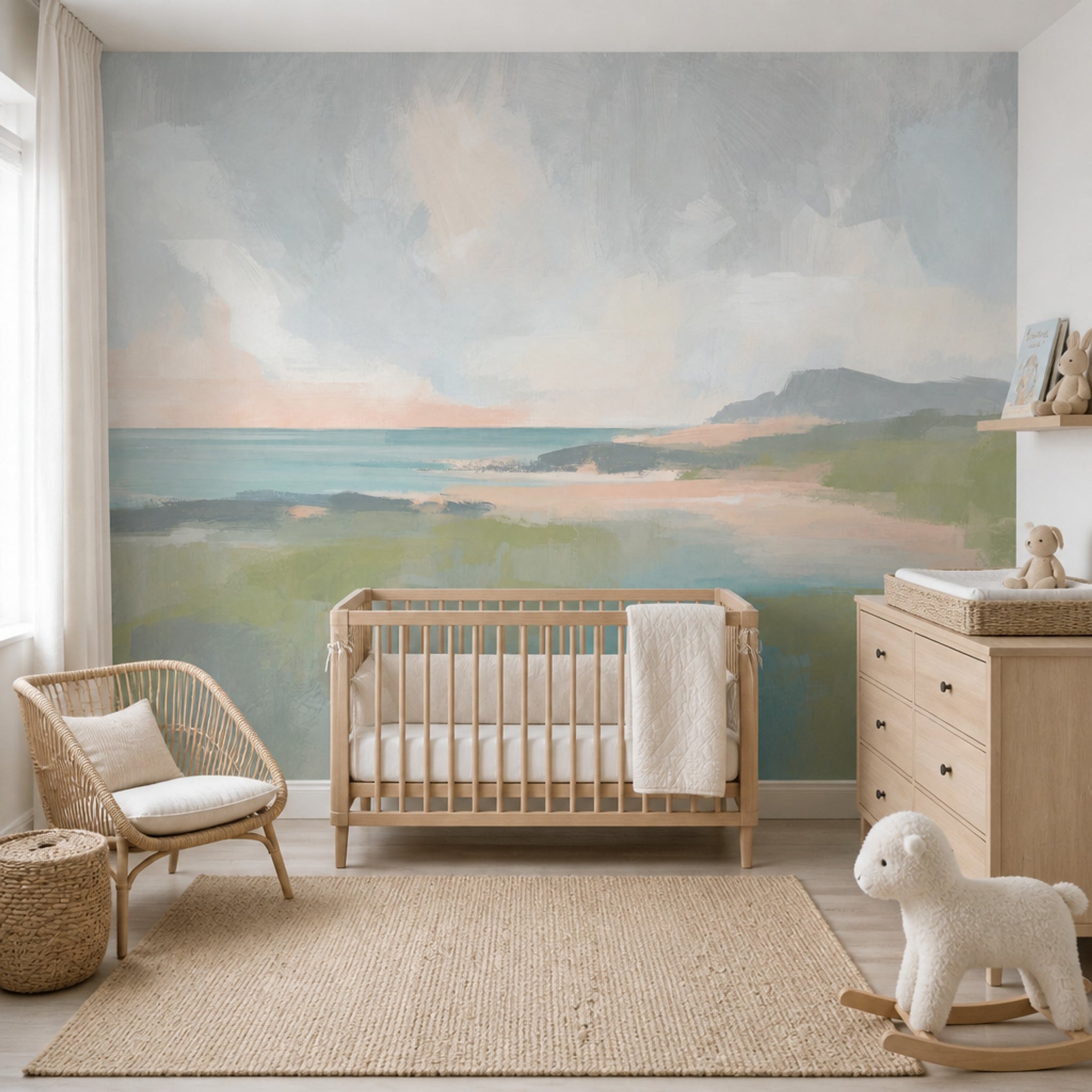 Pastel Deniz Manzaralı Poster Duvar Kağıdı Mavi Salon Dekoru