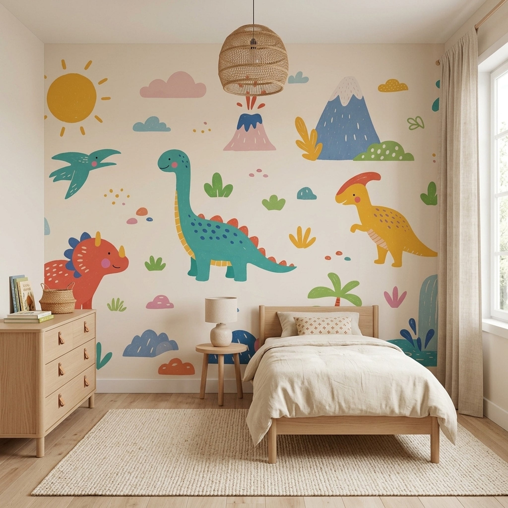 Sevimli Dinozorlar Poster Duvar Kağıdı Pastel Bebek Odası