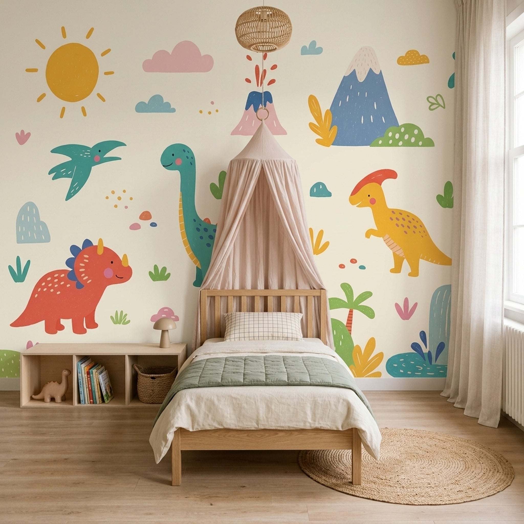 Sevimli Dinozorlar Poster Duvar Kağıdı Pastel Bebek Odası