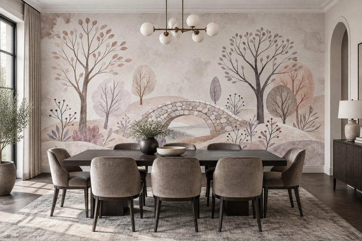Masalsı Orman Manzaralı Poster Duvar Kağıdı Pastel Çocuk Odası
