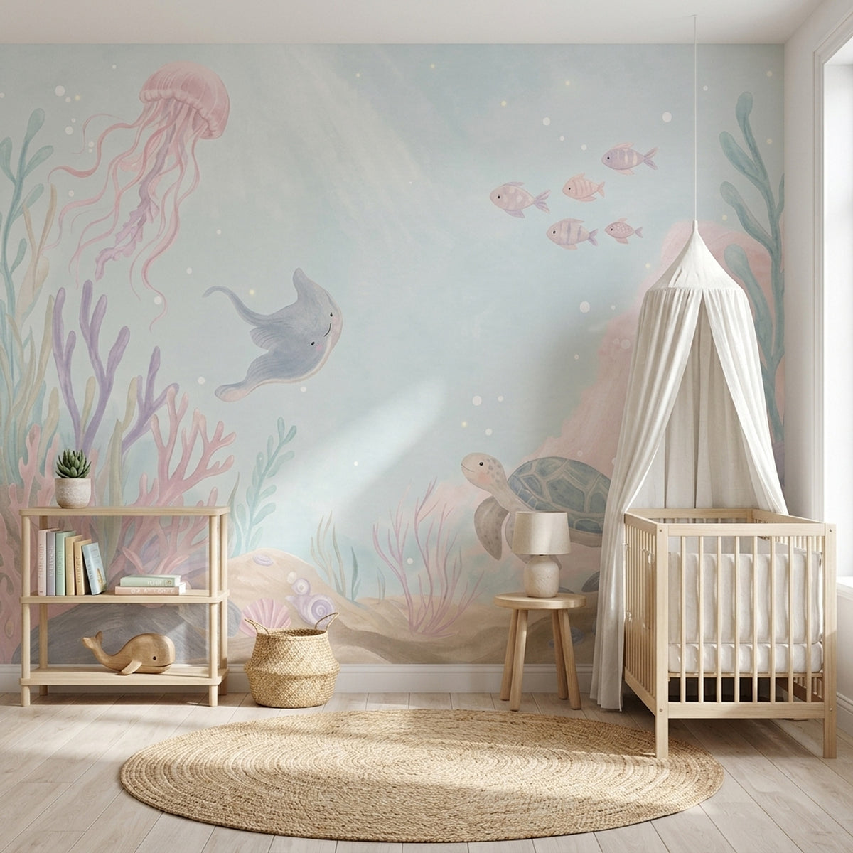Deniz Canlıları Poster Duvar Kağıdı Pastel Çocuk Odası
