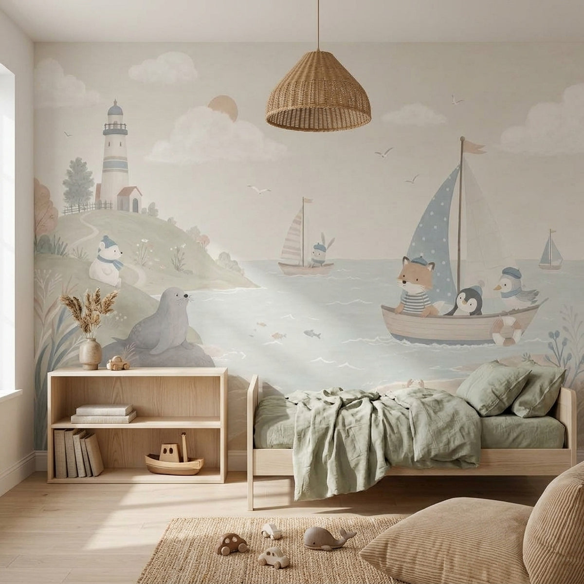 Denizci Hayvanlar Poster Duvar Kağıdı Pastel Çocuk Odası