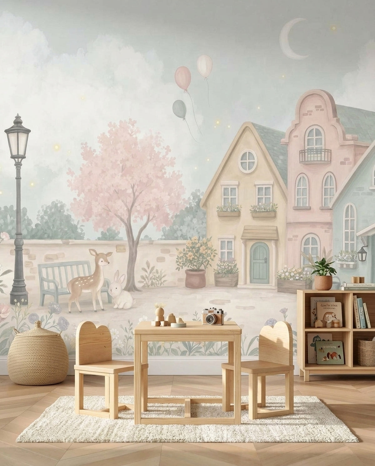 Pastel Masal Köyü Poster Duvar Kağıdı Çocuk Odası