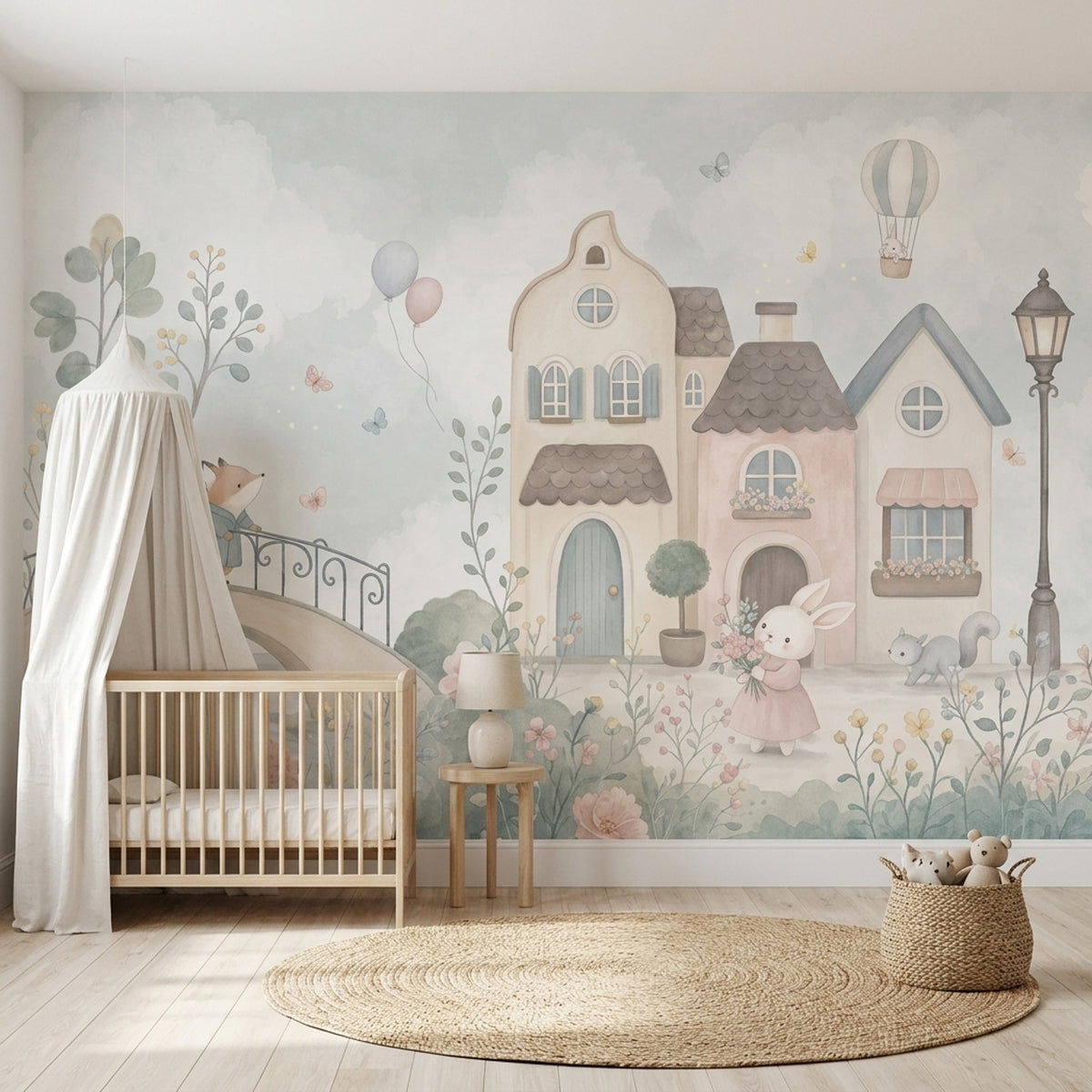 Masalsı Köy Poster Duvar Kağıdı Pastel Bebek Odası