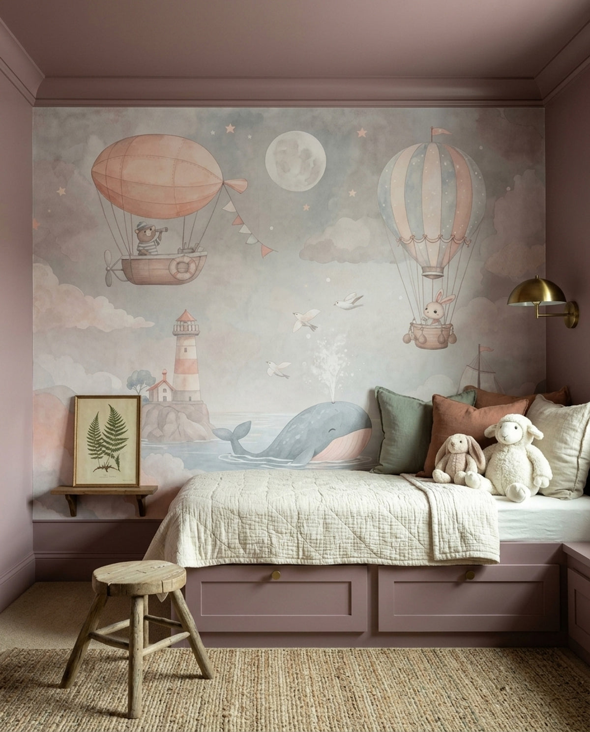 Balonlu Deniz Macerası Poster Duvar Kağıdı Pastel Bebek Odası