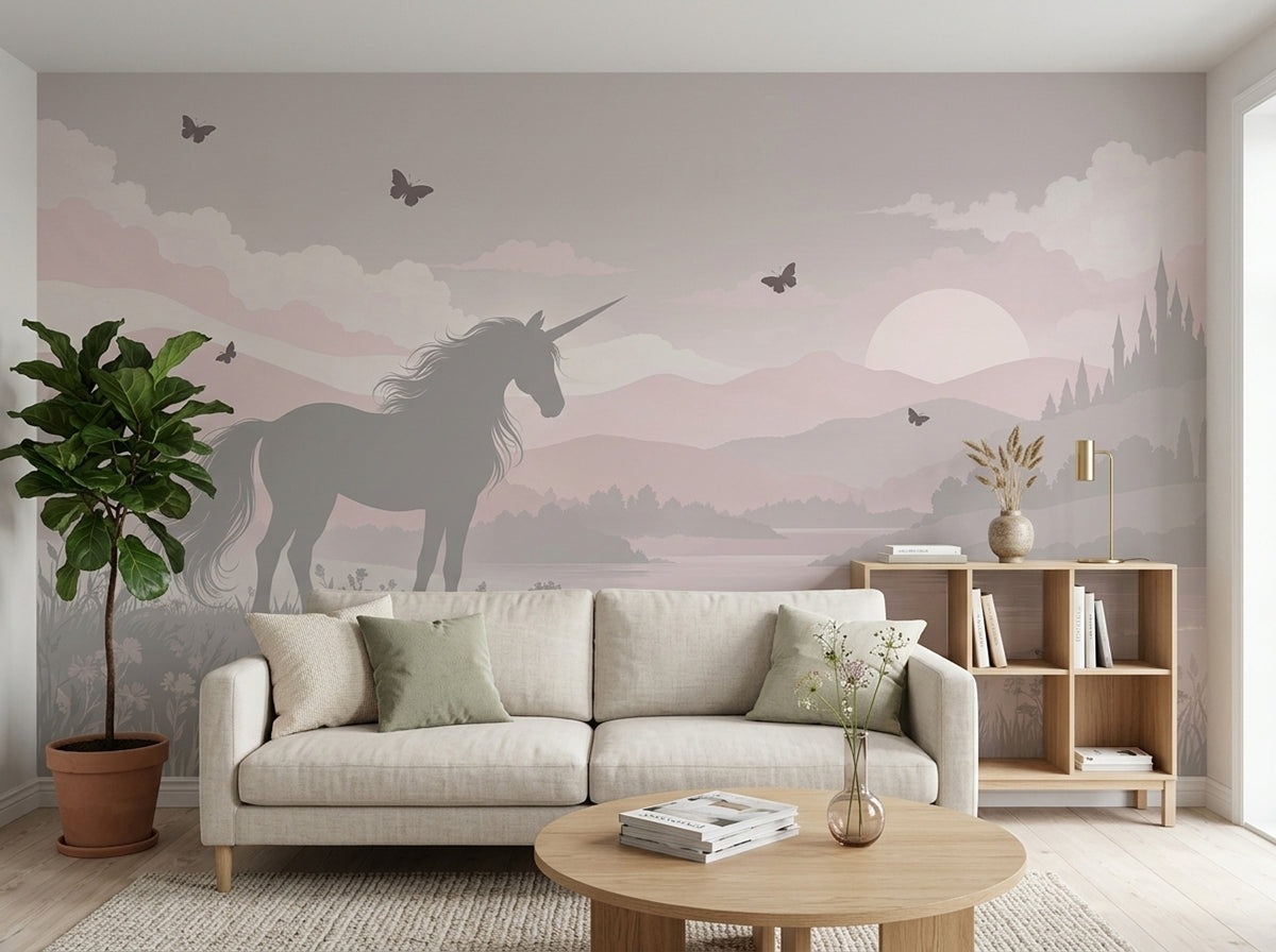 Tek Boynuzlu At Poster Duvar Kağıdı Pastel Çocuk Odası