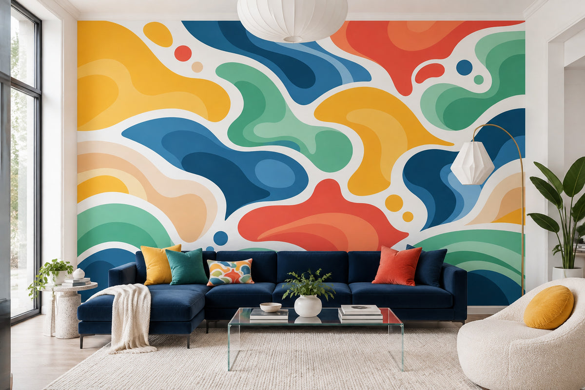 Renkli Soyut Dalgalı Poster Duvar Kağıdı Modern Salon