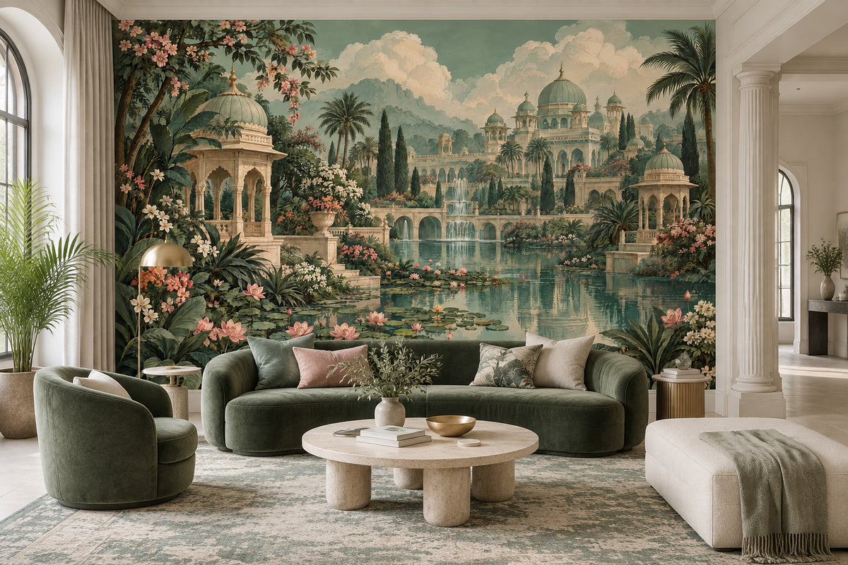 Saray Bahçesi Poster Duvar Kağıdı Yeşil Manzaralı Salon