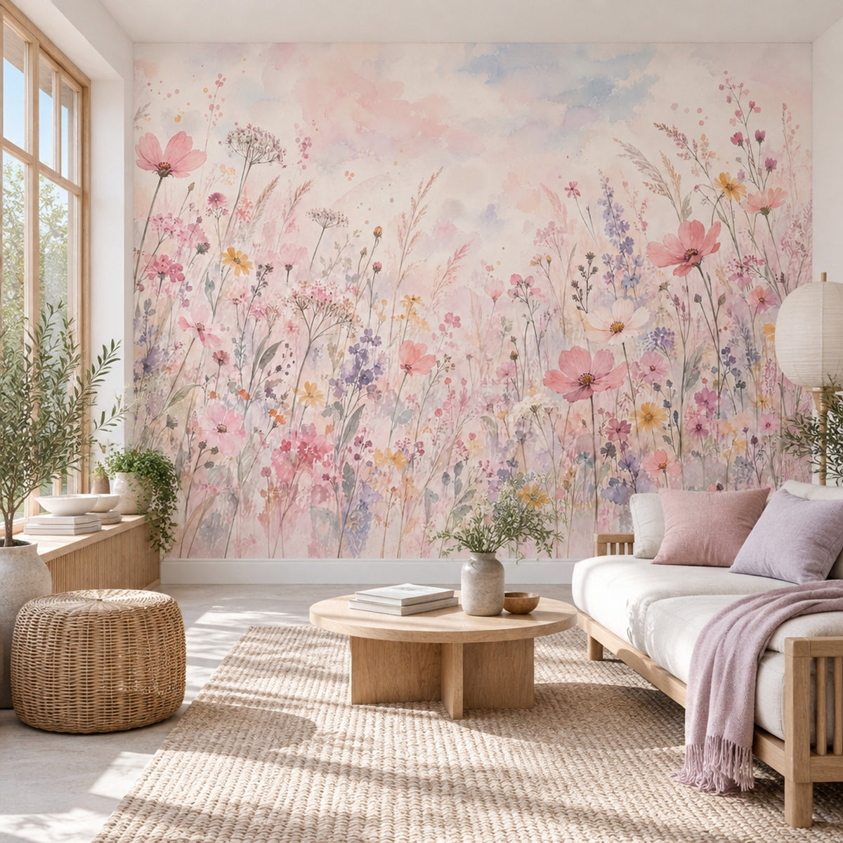 Suluboya Kır Çiçekleri Poster Duvar Kağıdı Pastel Banyo Duvarı
