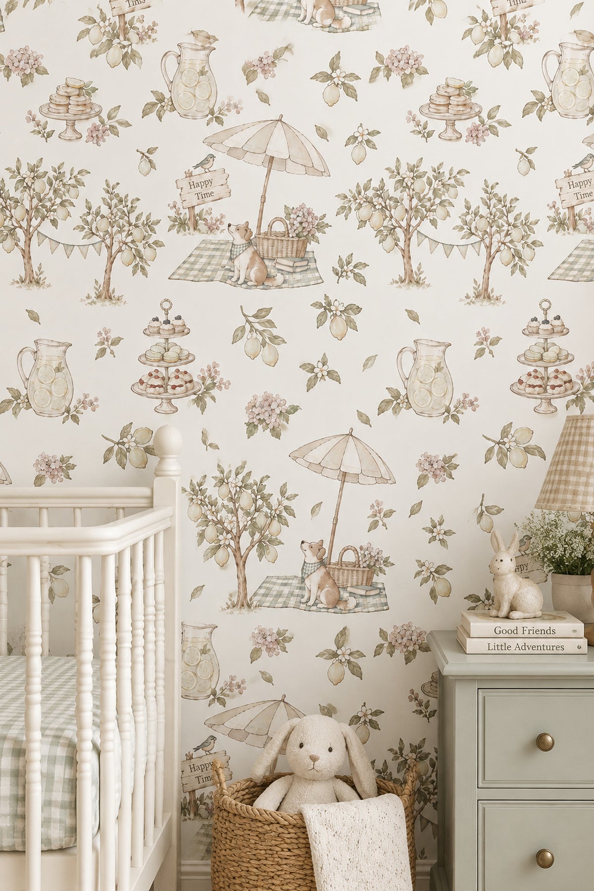 Piknik ve Limon Bahçesi Duvar Kağıdı Pastel Çocuk Odası