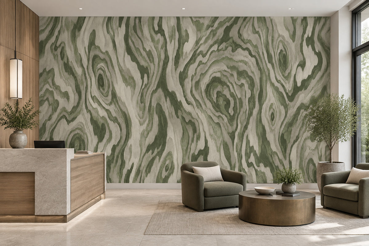 Yeşil Mermer Görünümlü Poster Duvar Kağıdı Modern Salon Duvarı