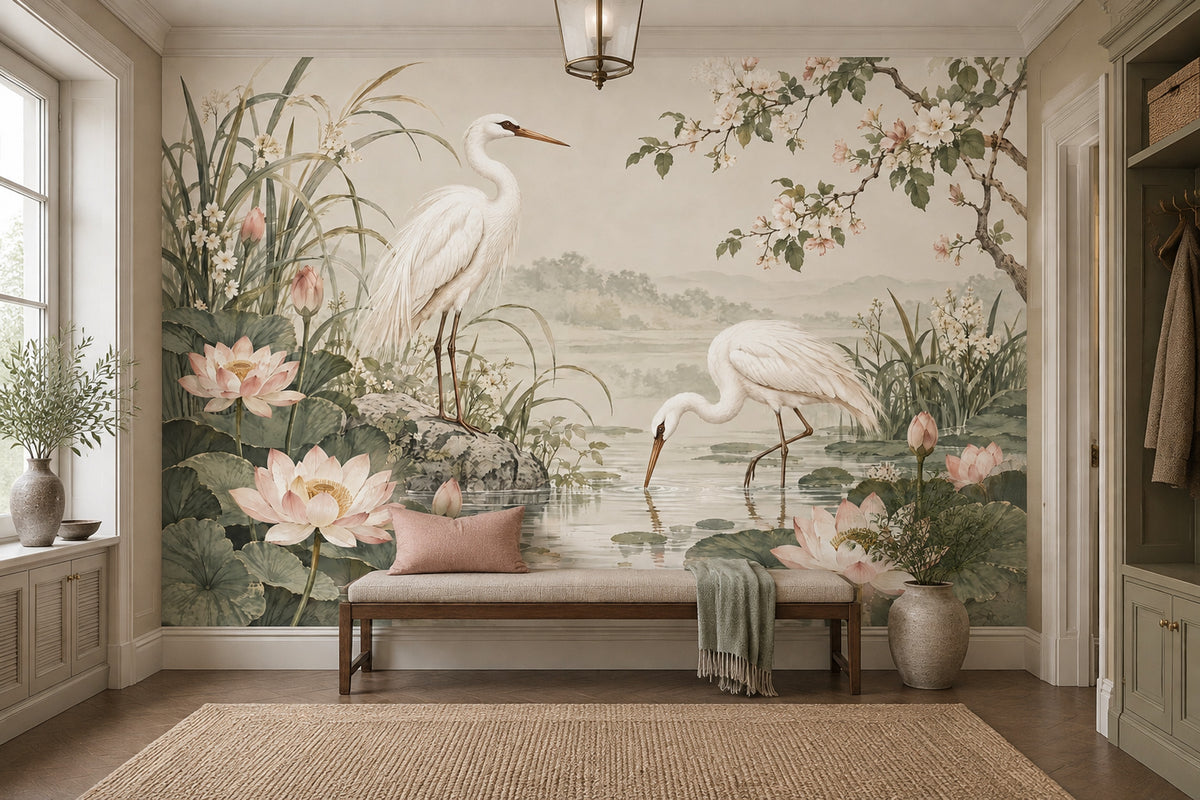 Turnalı Nilüferli Poster Duvar Kağıdı Pastel Botanik Salon