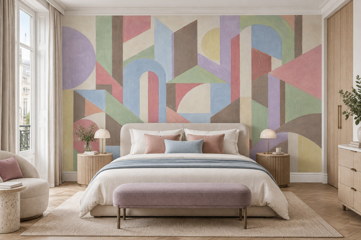 Renkli Geometrik Soyut Poster Duvar Kağıdı Modern Salon Duvarı