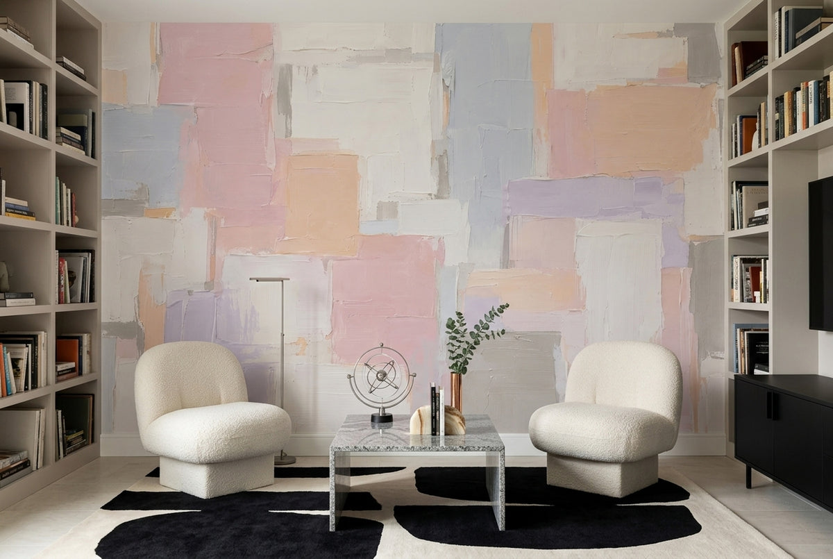 Pastel Soyut Bloklu Poster Duvar Kağıdı Modern Salon Duvarı