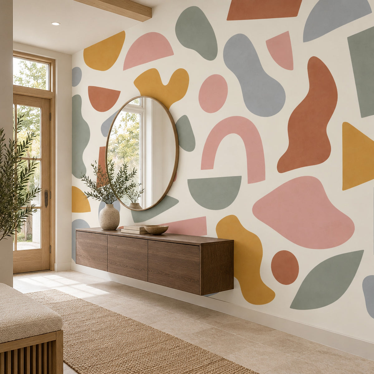 Renkli Soyut Şekilli Poster Duvar Kağıdı Modern Salon Dekoru