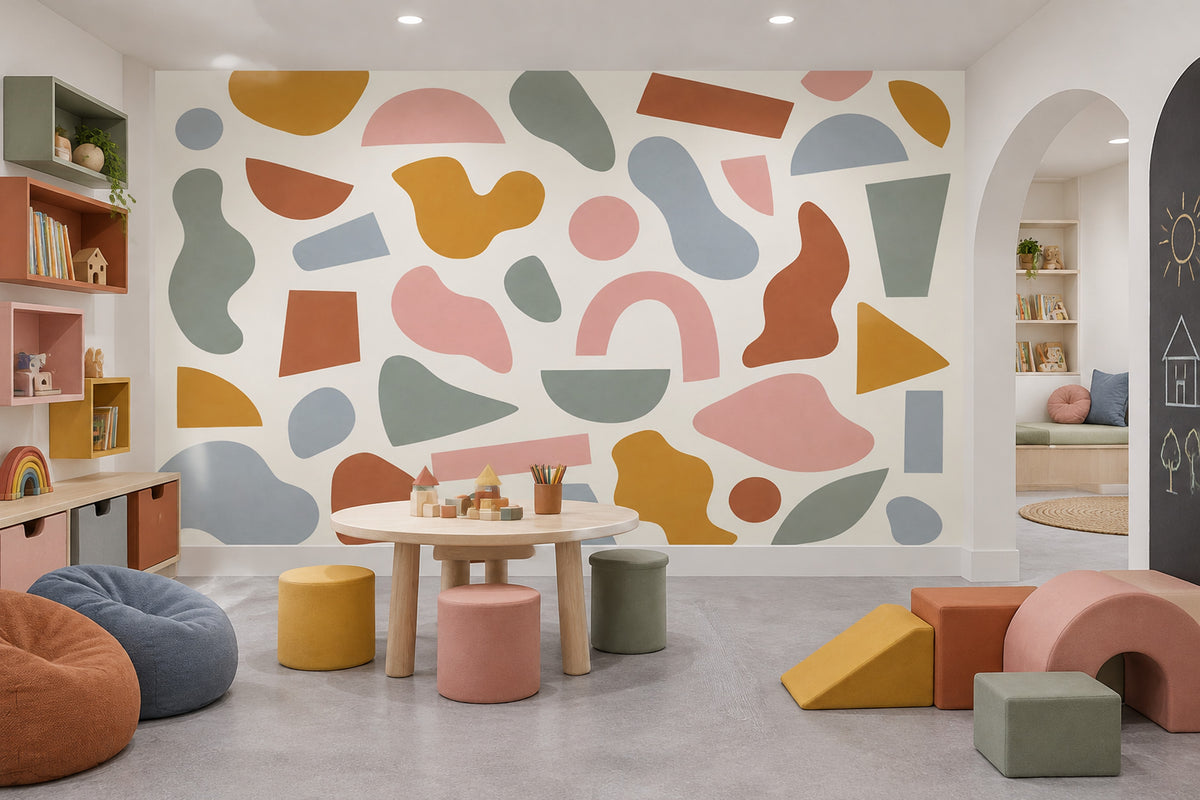 Renkli Soyut Şekilli Poster Duvar Kağıdı Modern Salon Dekoru