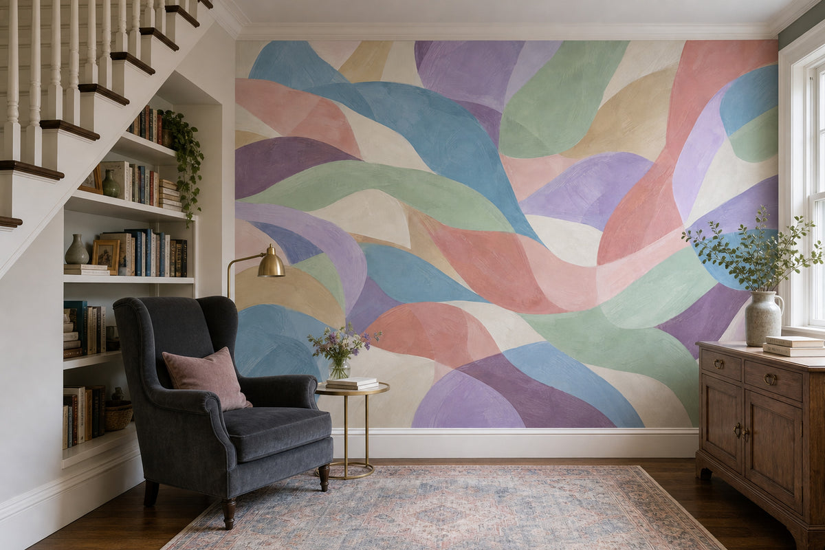 Pastel Dalga Desenli Soyut Poster Duvar Kağıdı Salon