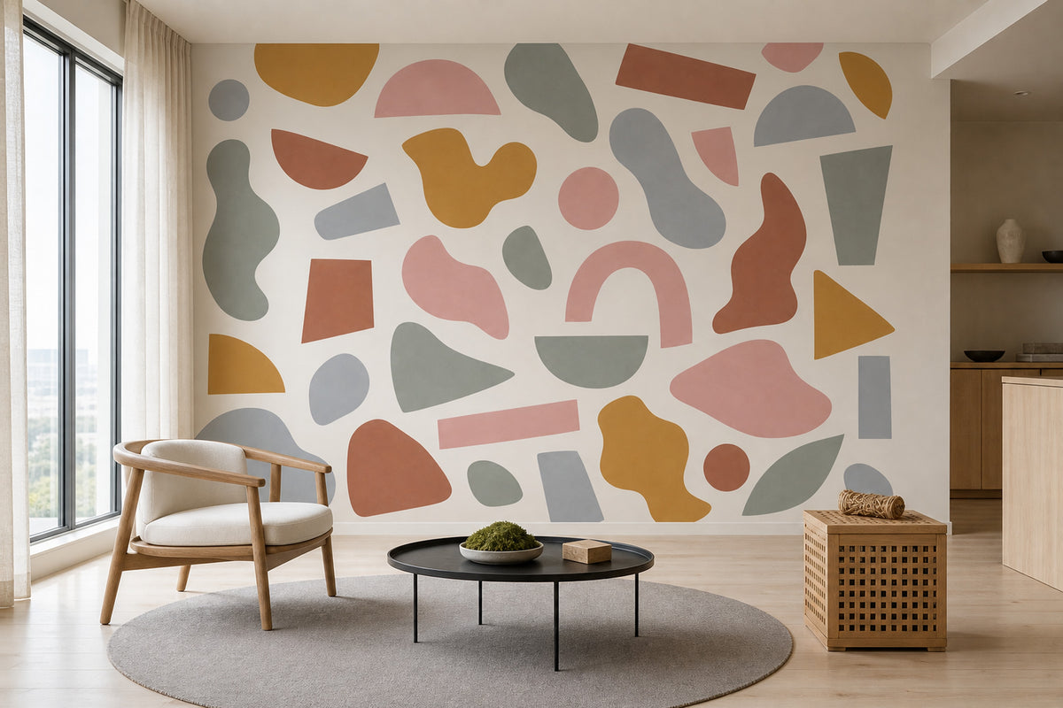 Renkli Soyut Şekilli Poster Duvar Kağıdı Modern Salon Dekoru