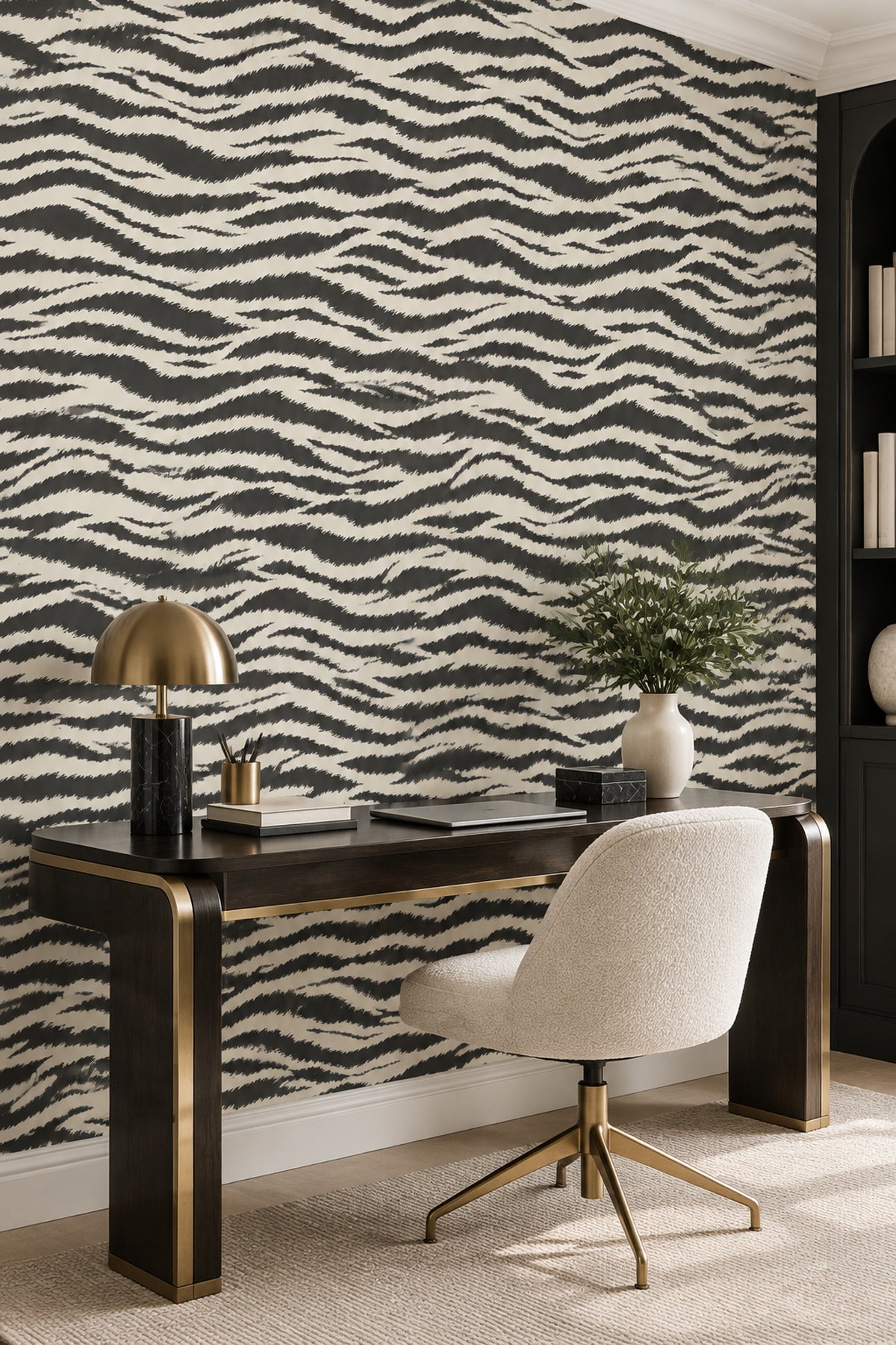 Zebra Desenli Duvar Kağıdı Siyah Beyaz Yatak Odası