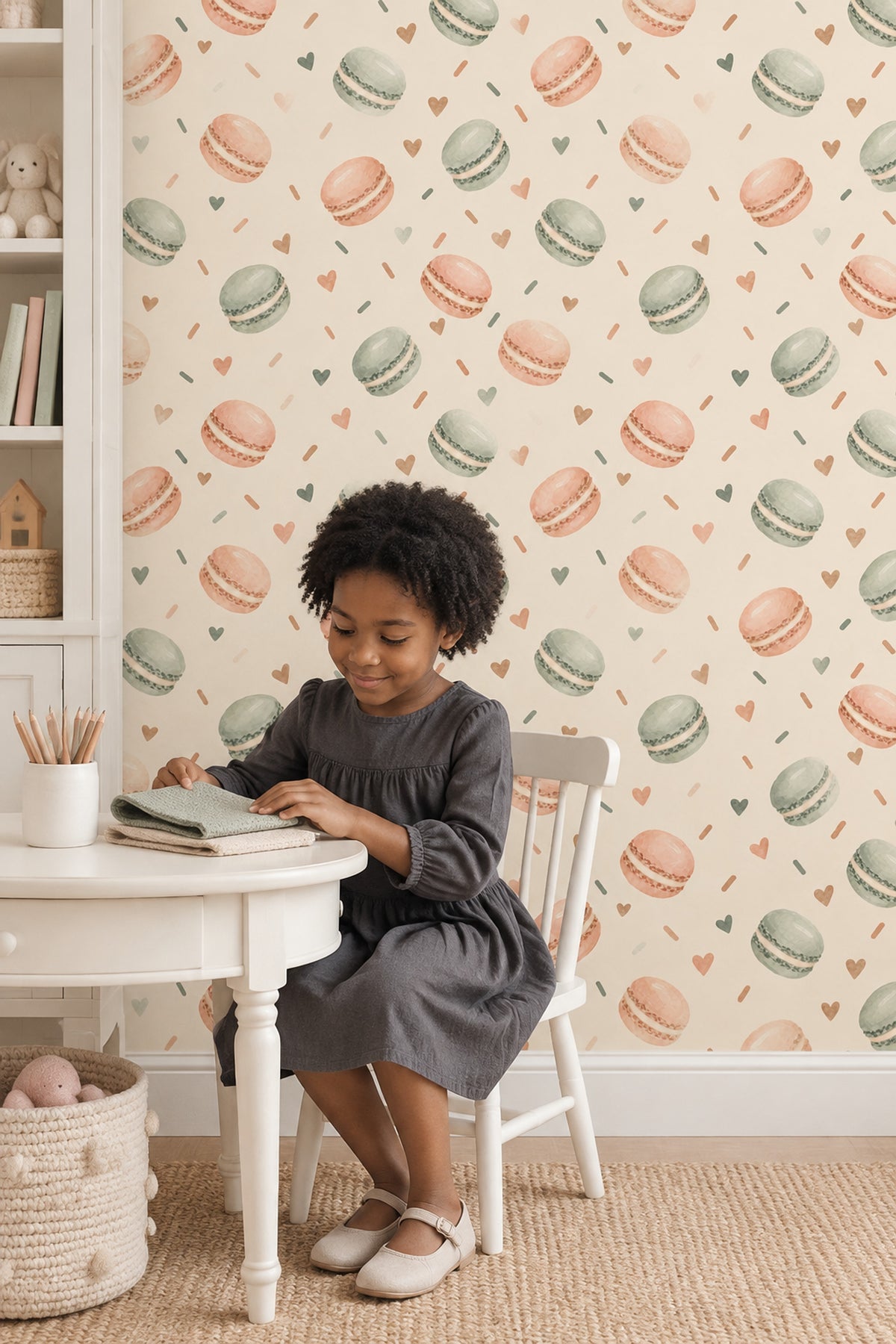 Makaron Desenli Duvar Kağıdı Pastel Mutfak ve Kafe Dekoru