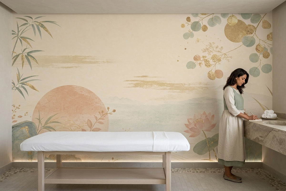 Nilüfer ve Gün Batımı Poster Duvar Kağıdı Pastel Salon
