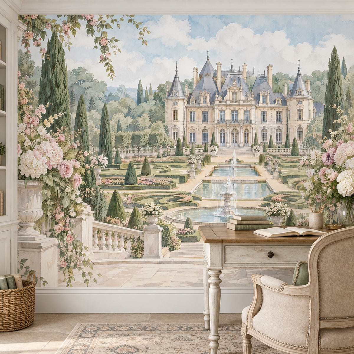 Şato Bahçesi Manzaralı Poster Duvar Kağıdı Pastel Salon