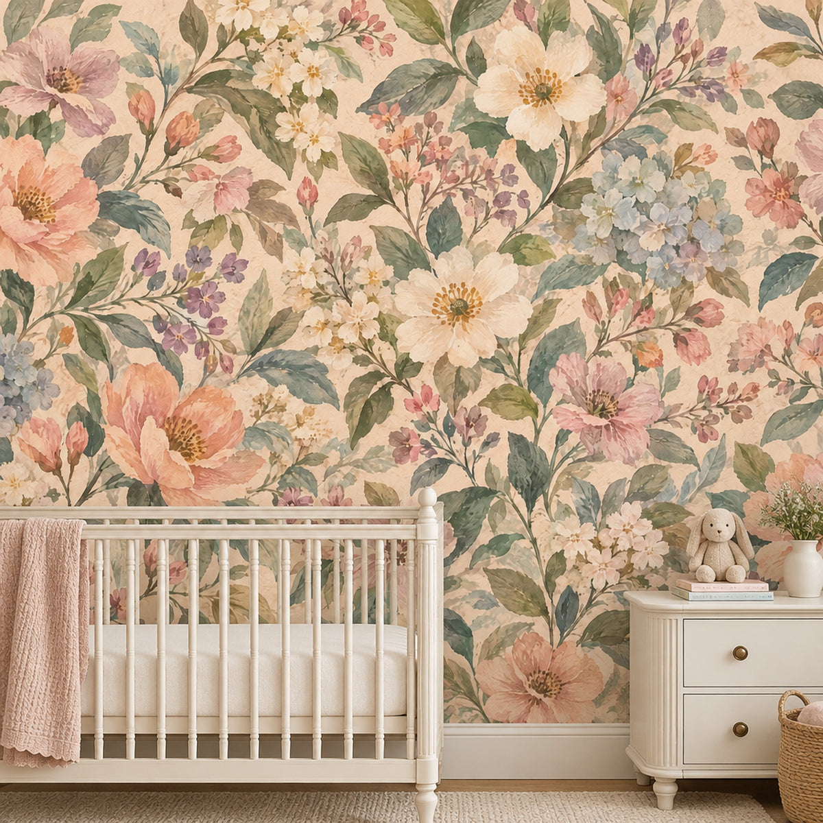 Suluboya Çiçekli Poster Duvar Kağıdı Pastel Renk Salon