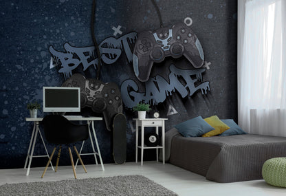 Oyun Konsolu Graffiti Poster Duvar Kağıdı Gri Genç Odası