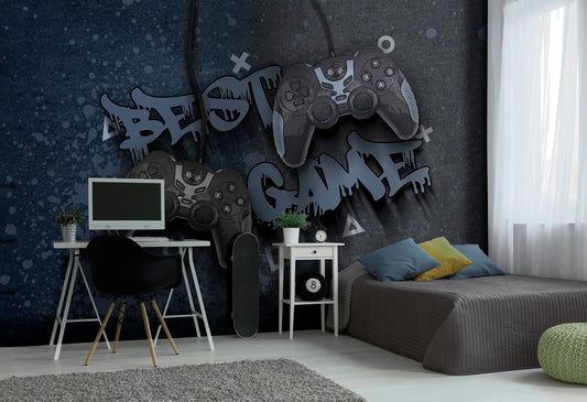 Oyun Konsolu Graffiti Poster Duvar Kağıdı Gri Genç Odası
