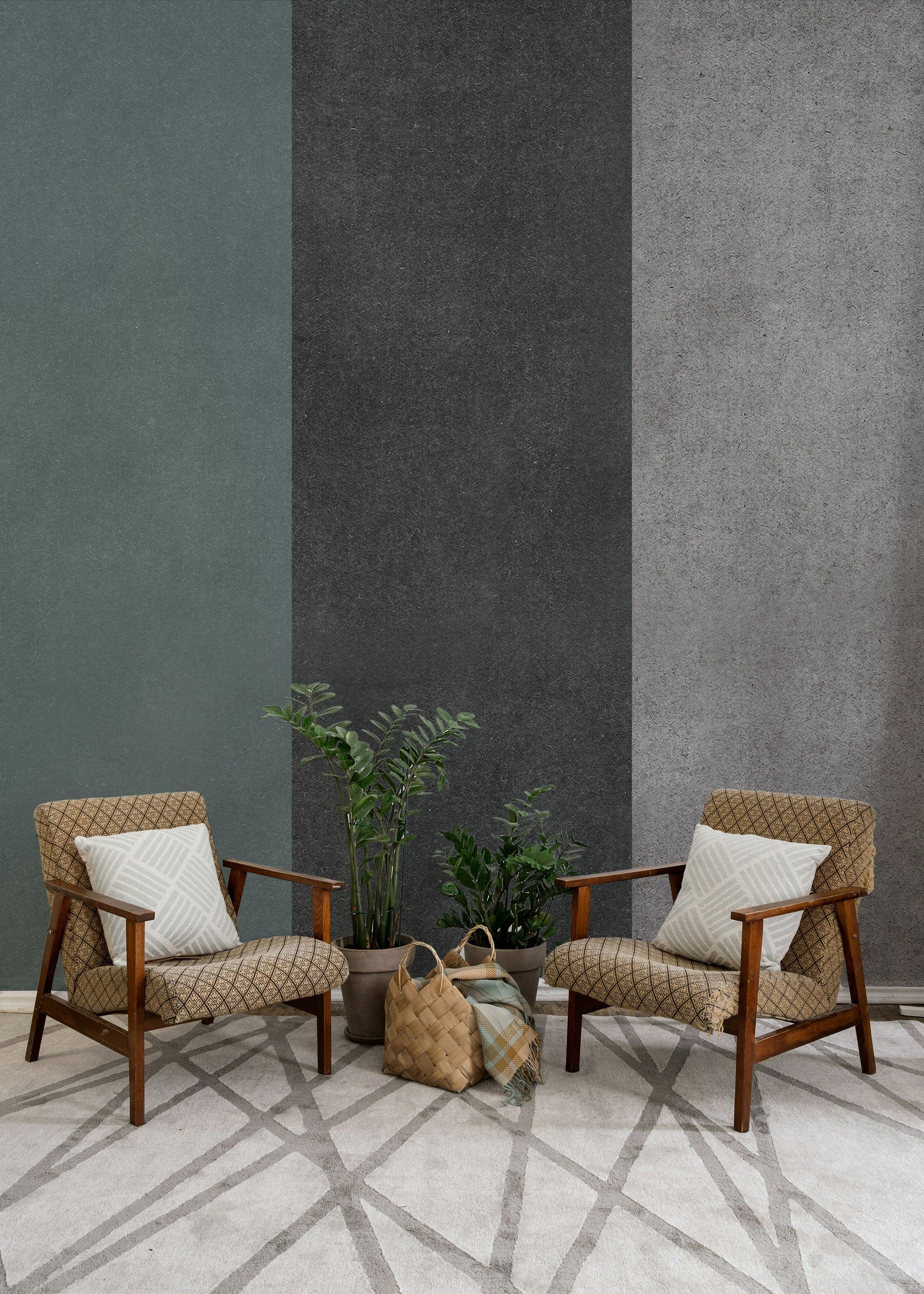 Dikey Çizgili Poster Duvar Kağıdı Gri Modern Salon Duvarı