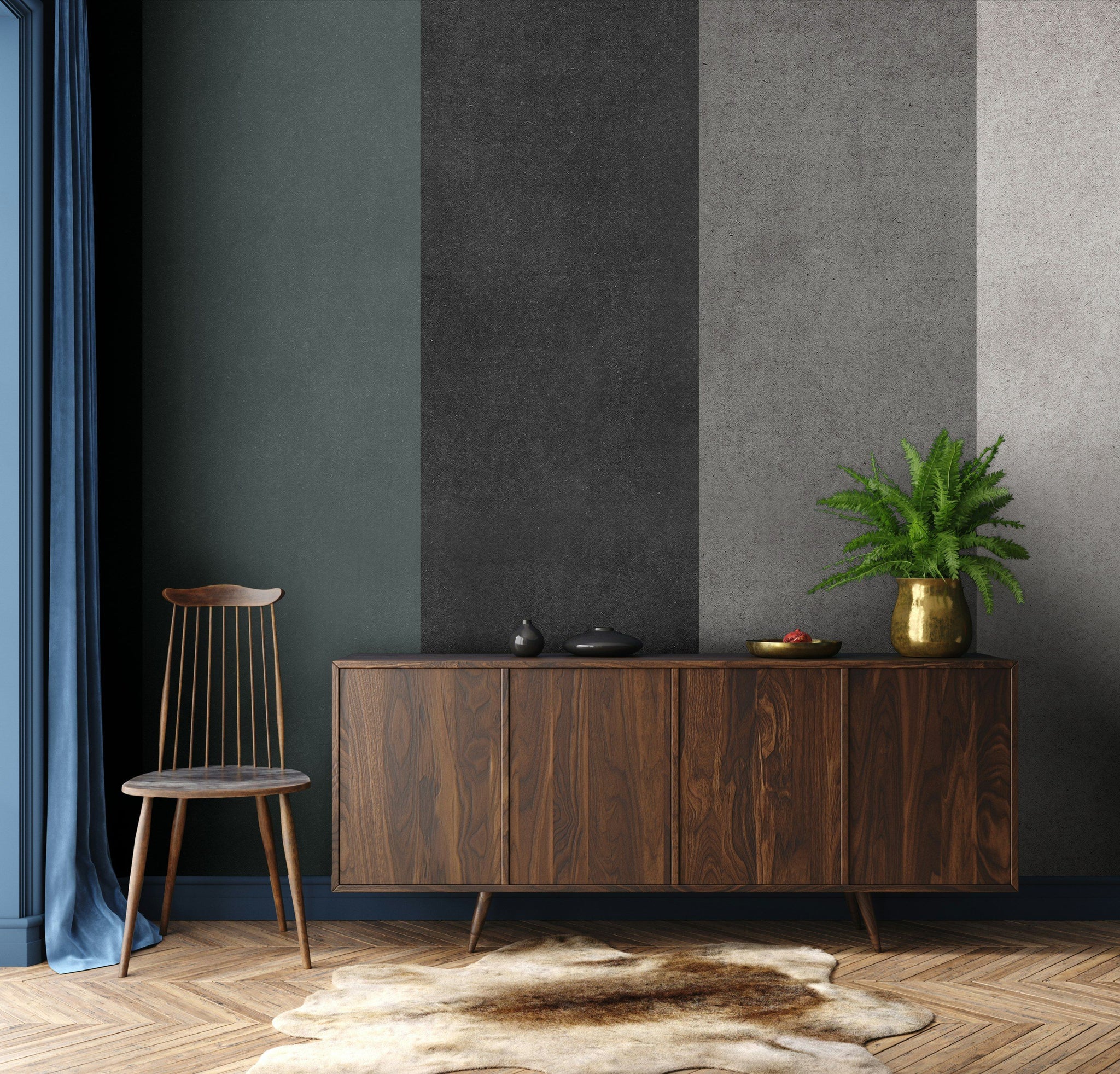 Dikey Çizgili Poster Duvar Kağıdı Gri Modern Salon Duvarı