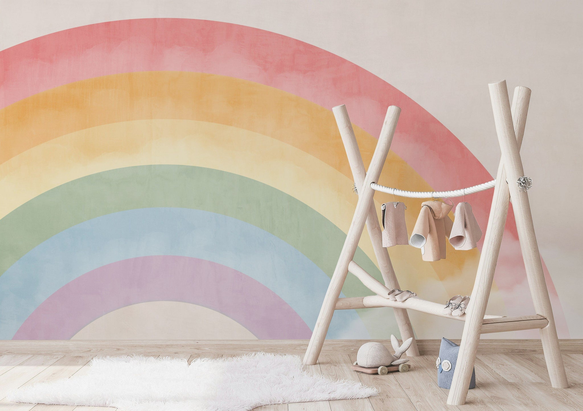 Pastel Gökkuşağı Poster Duvar Kağıdı Çocuk Odası Duvar Dekoru