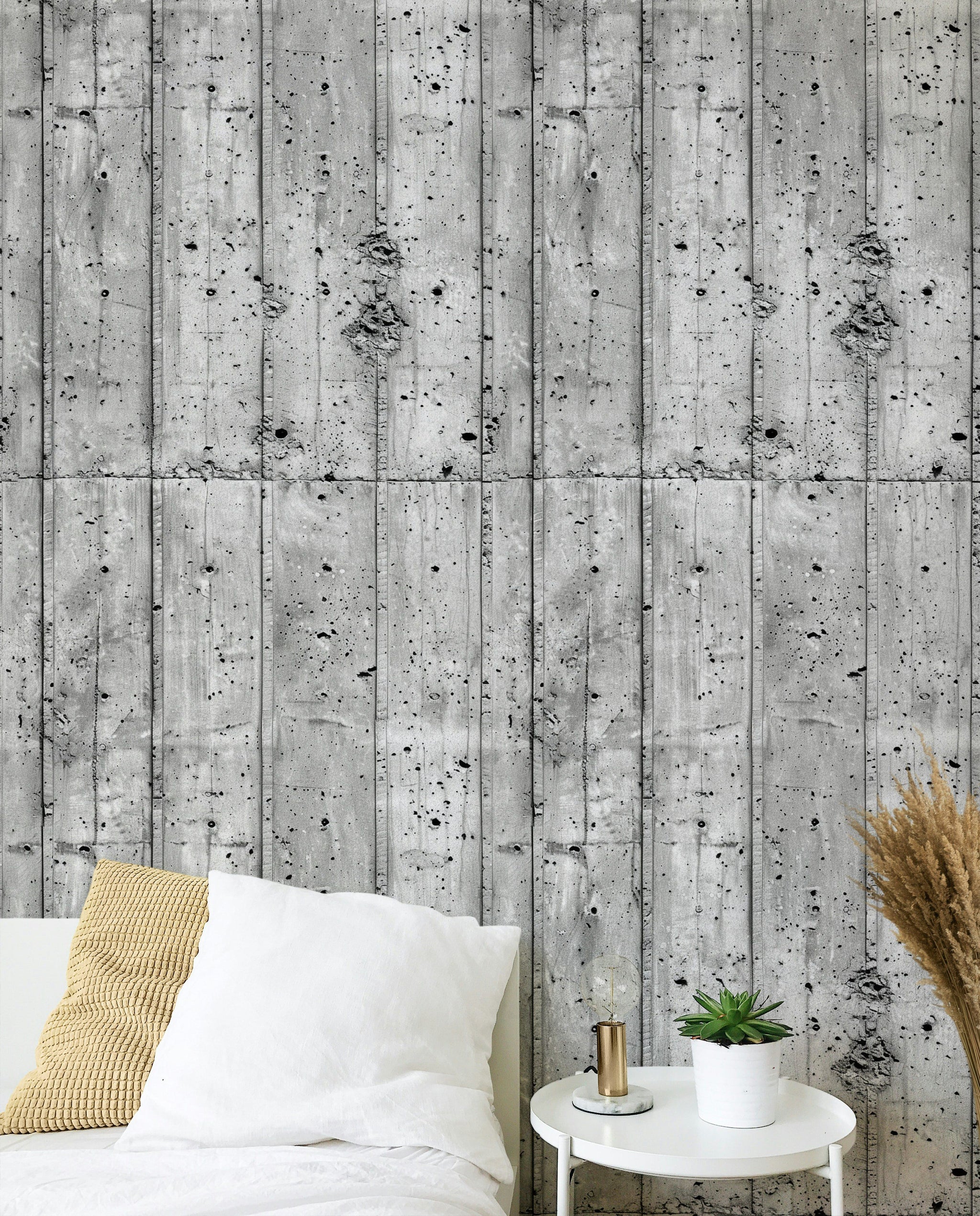 Beton Desenli Duvar Kağıdı Gri Endüstriyel Salon Dekoru