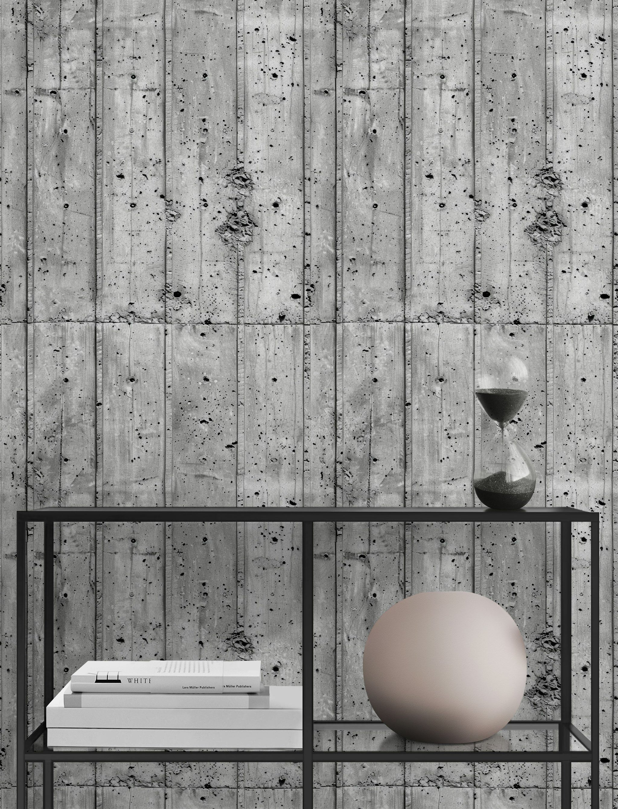 Beton Desenli Duvar Kağıdı Gri Endüstriyel Salon Dekoru