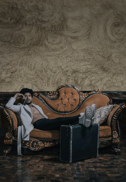 Soyut Desen Poster Duvar Kağıdı Gri Beton Görünümlü Salon