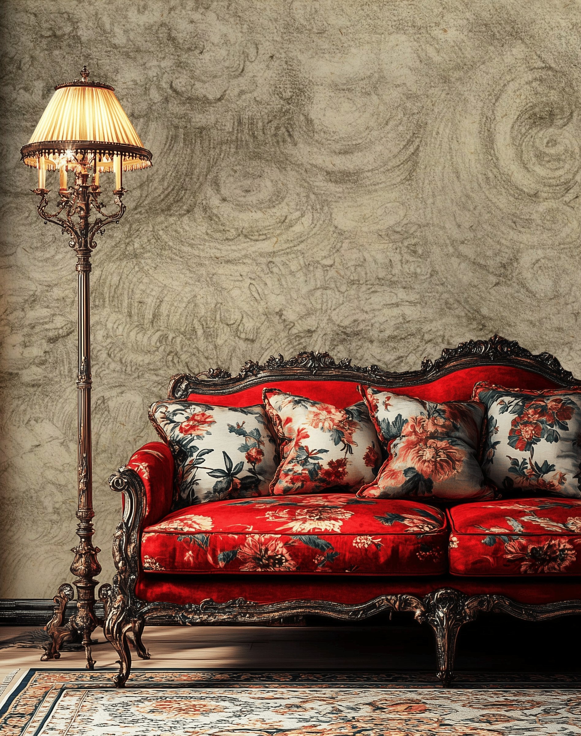 Soyut Desen Poster Duvar Kağıdı Gri Beton Görünümlü Salon