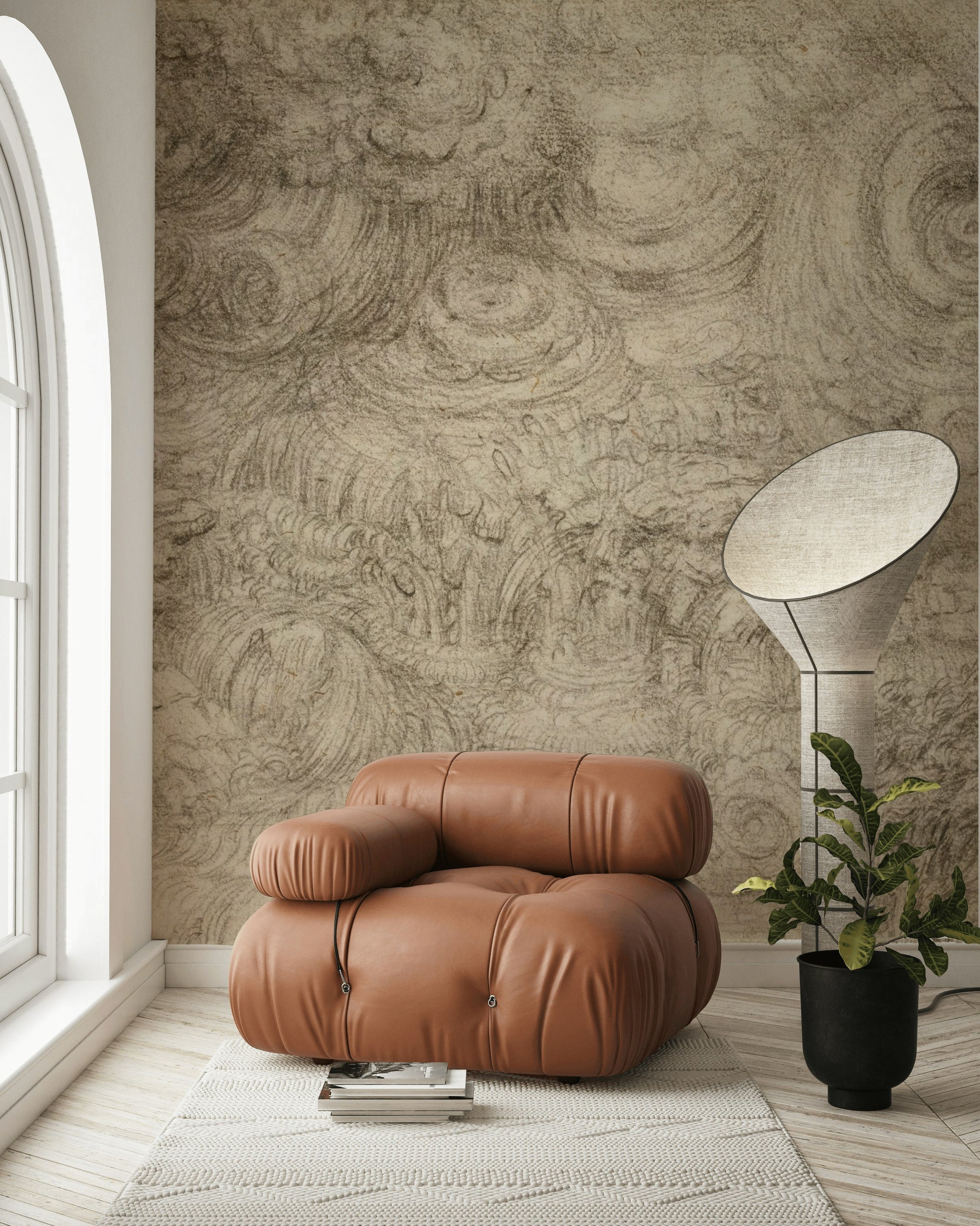 Soyut Desen Poster Duvar Kağıdı Gri Beton Görünümlü Salon