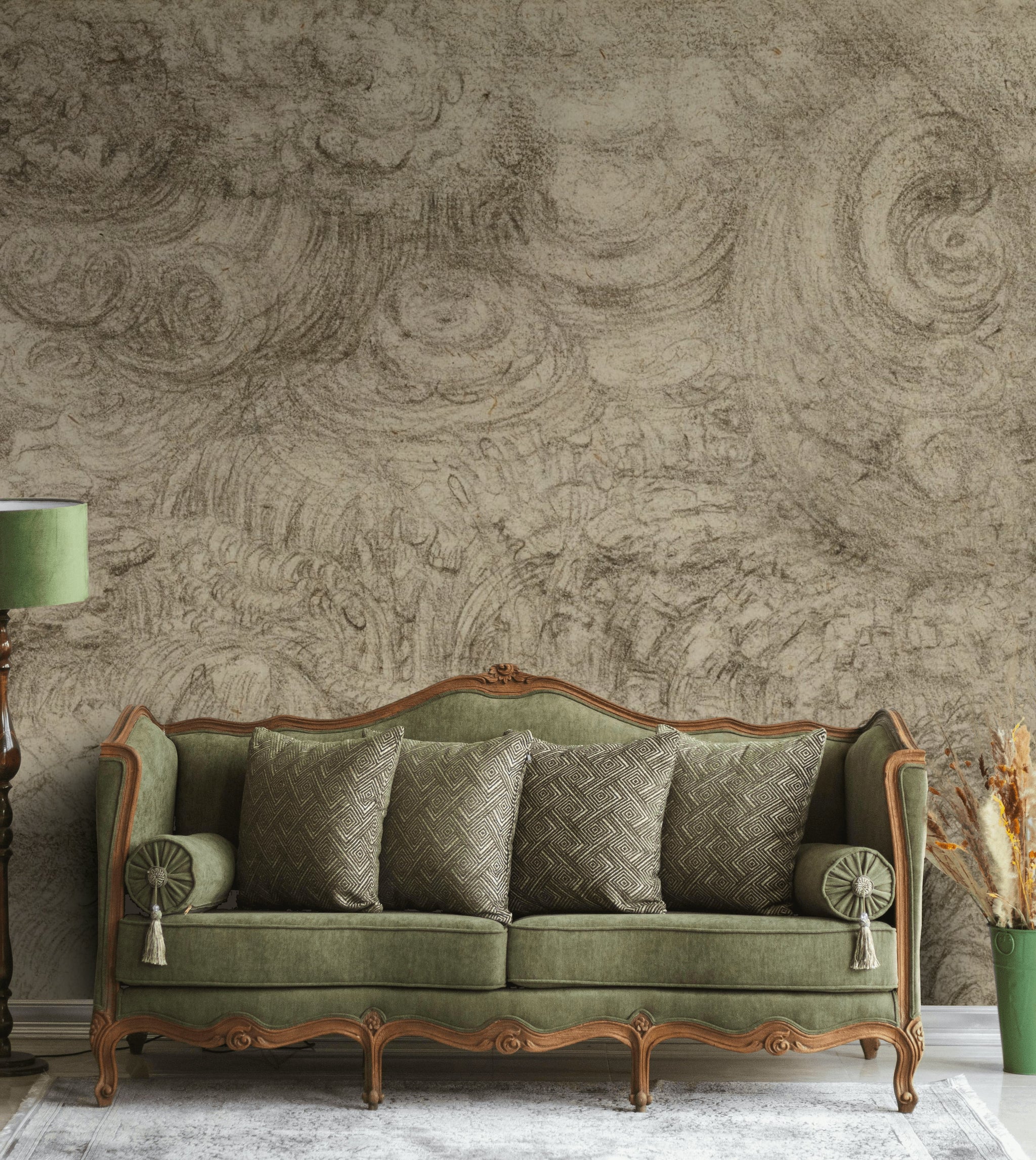 Soyut Desen Poster Duvar Kağıdı Gri Beton Görünümlü Salon