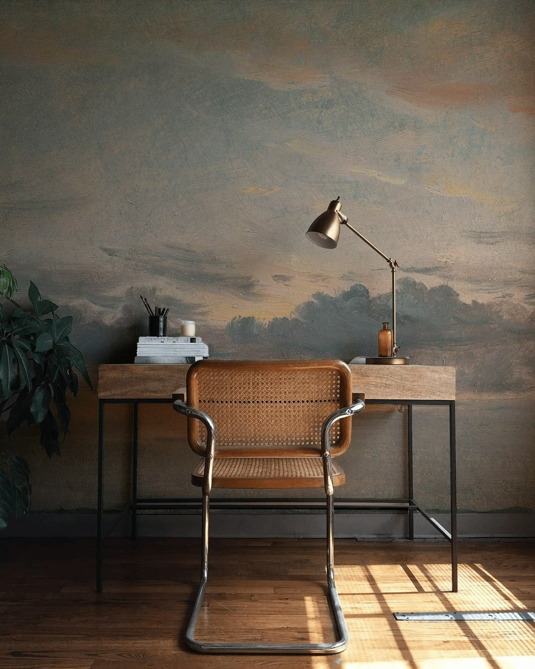 Bulutlu Gökyüzü Poster Duvar Kağıdı Gri Kahve Modern Salon