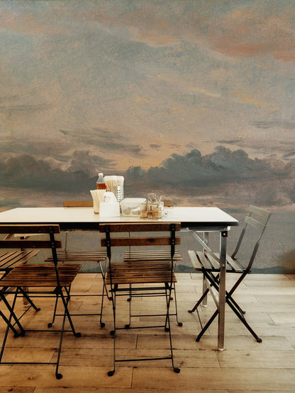 Bulutlu Gökyüzü Poster Duvar Kağıdı Gri Kahve Modern Salon