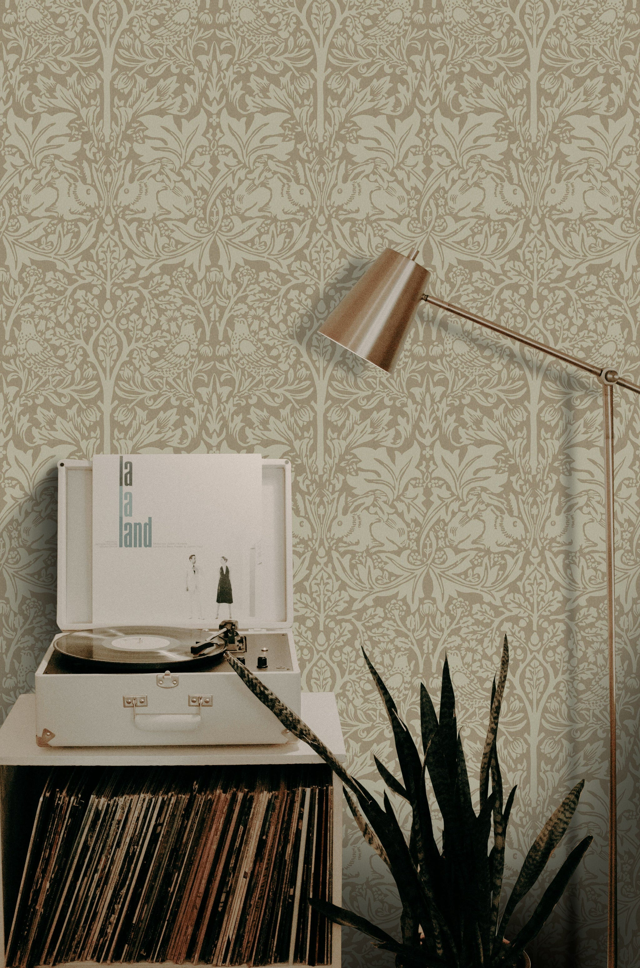 Klasik Damask Duvar Kağıdı Bej Salon Yatak Odası Deseni