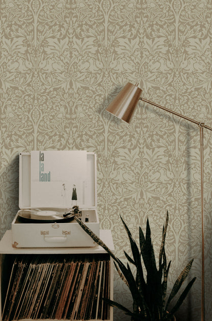 Klasik Damask Duvar Kağıdı Bej Salon Yatak Odası Deseni