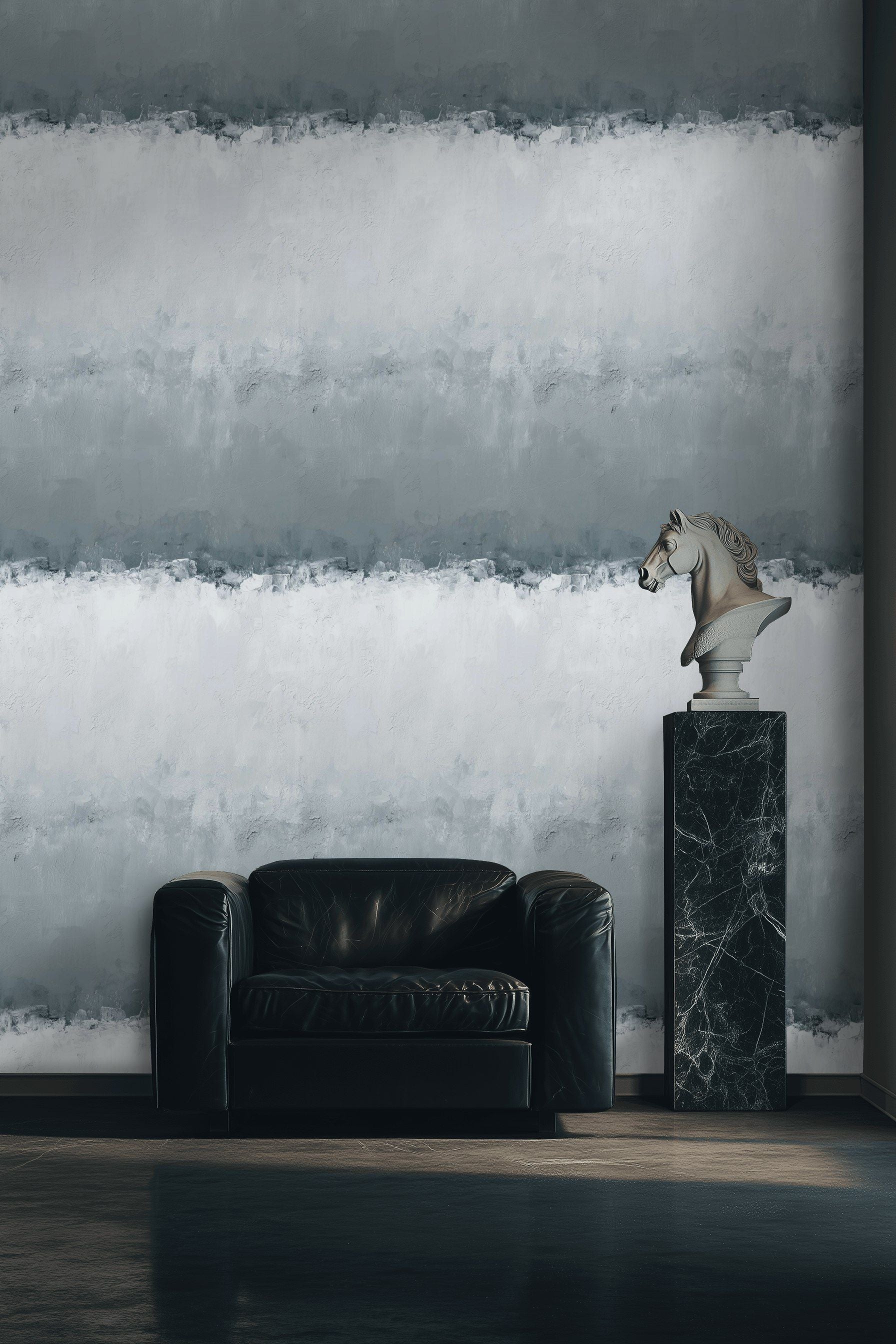 Soyut Beton Desenli Duvar Kağıdı Gri Tonlu Modern Salon