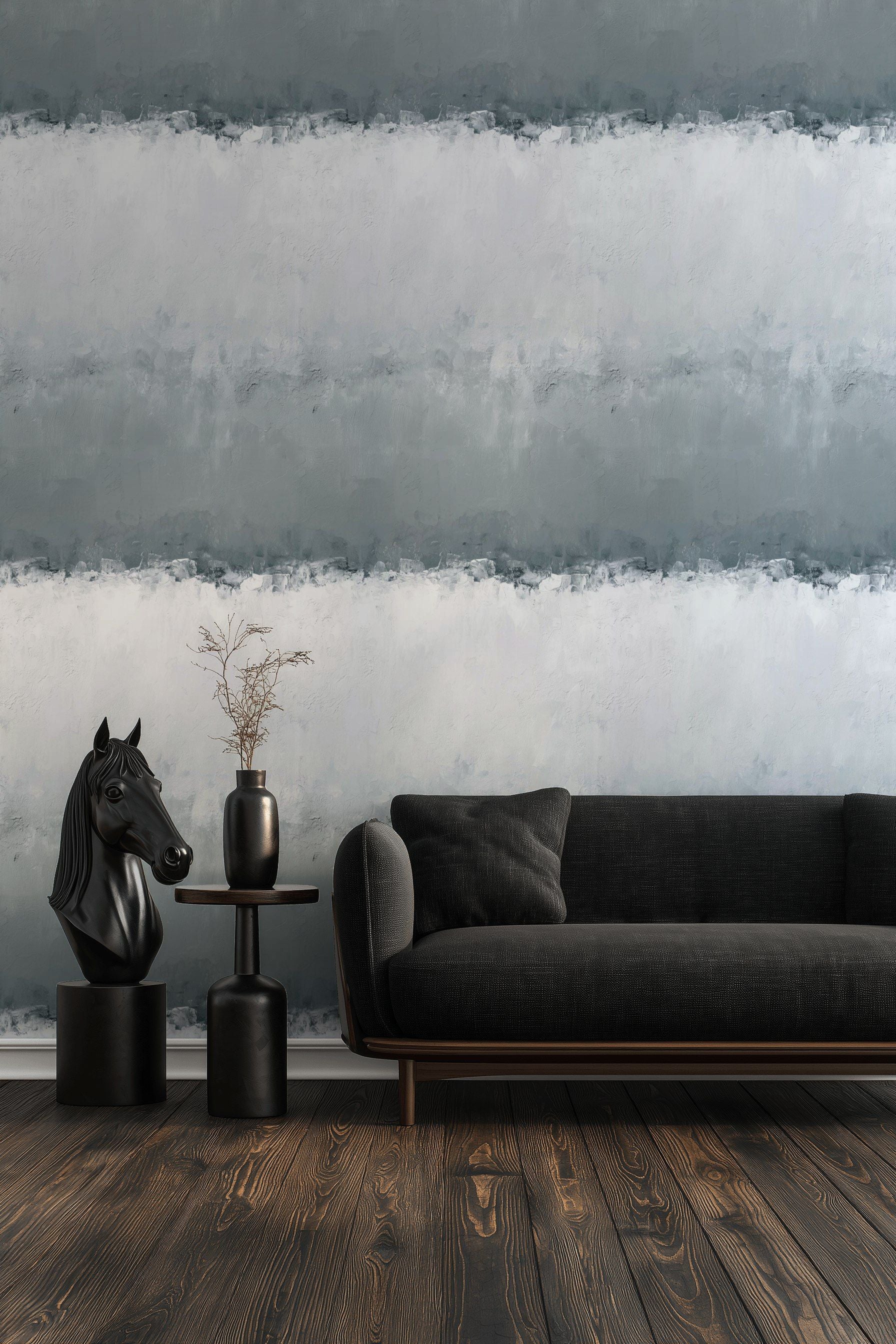 Soyut Beton Desenli Duvar Kağıdı Gri Tonlu Modern Salon