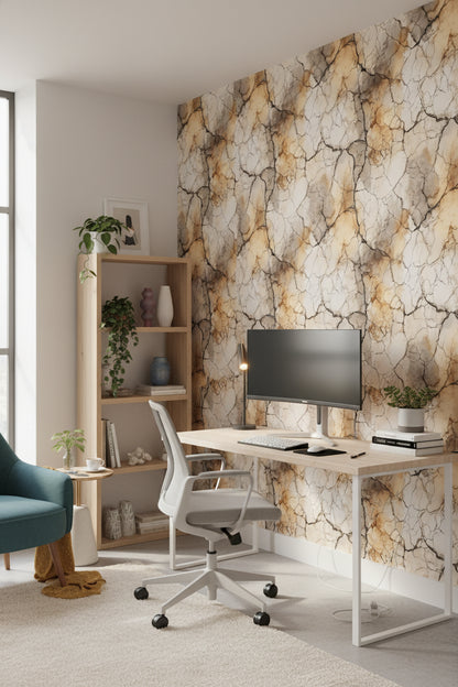 Bej Mermer Desenli Duvar Kağıdı Modern Banyo Duvar Dekoru
