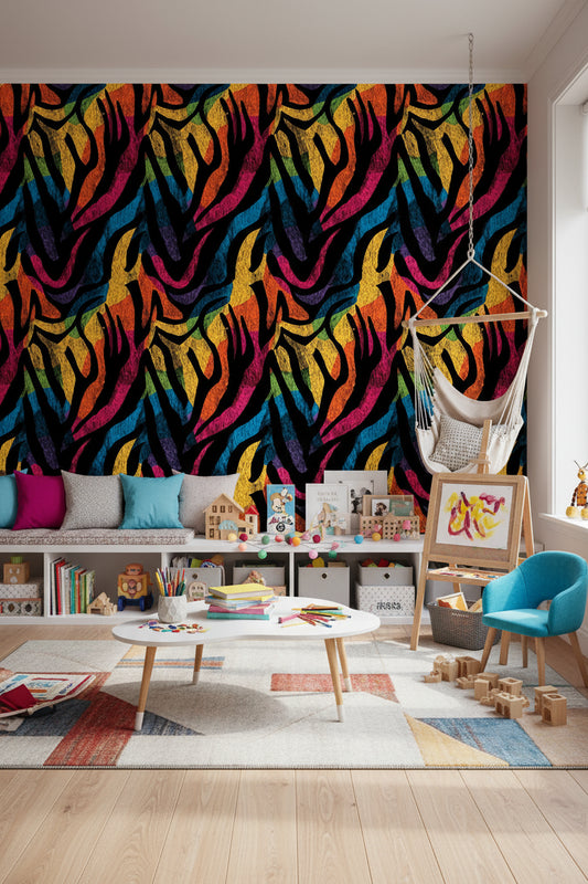 Renkli Soyut Geometrik Duvar Kağıdı Modern Desenli